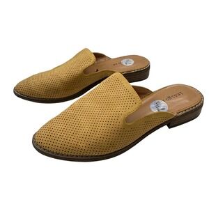 Indigo Rd. Perforated Mules Slip On Loafers Casual Shoes Mustard Yellow Women7.5